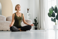 woman doing breathing exercises